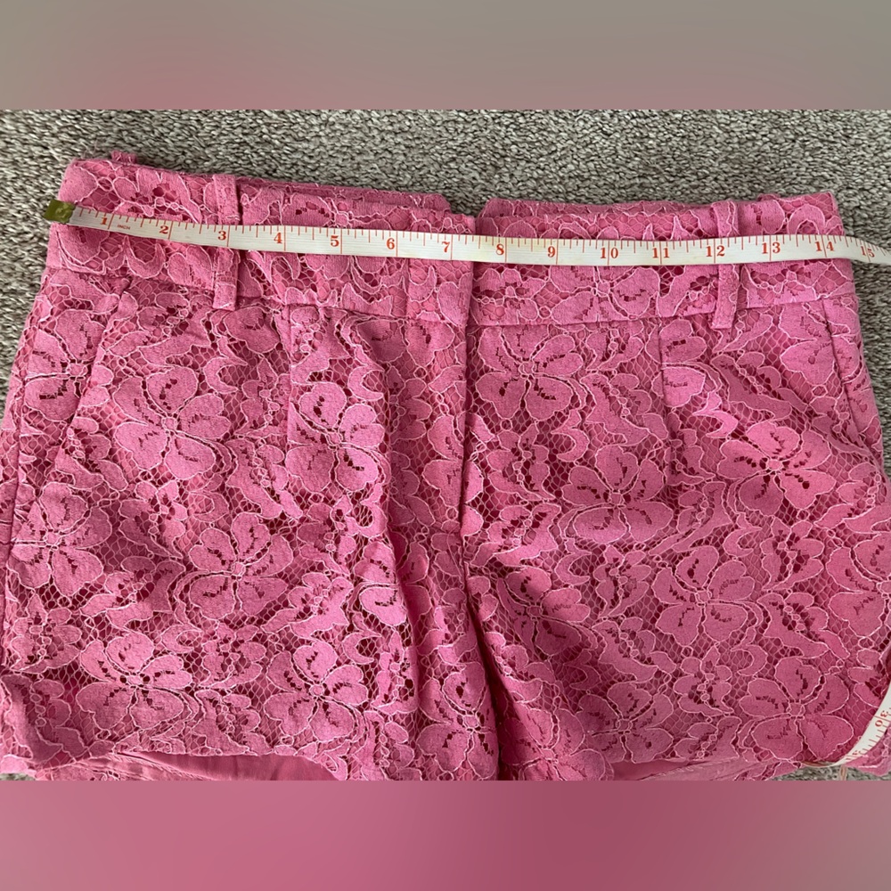 Lace High-Waist Pink Women's Shorts - Picture 13 of 14